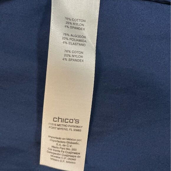 NWT Chico’s Casual Cotton Button Down Collared Long Sleeve Shirt Blue Size 0 - Picture 14 of 16